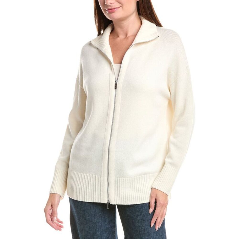 Lafayette 148 New York Womens  Zip Front Wool & Cashmere-Blend Sweater Jacket